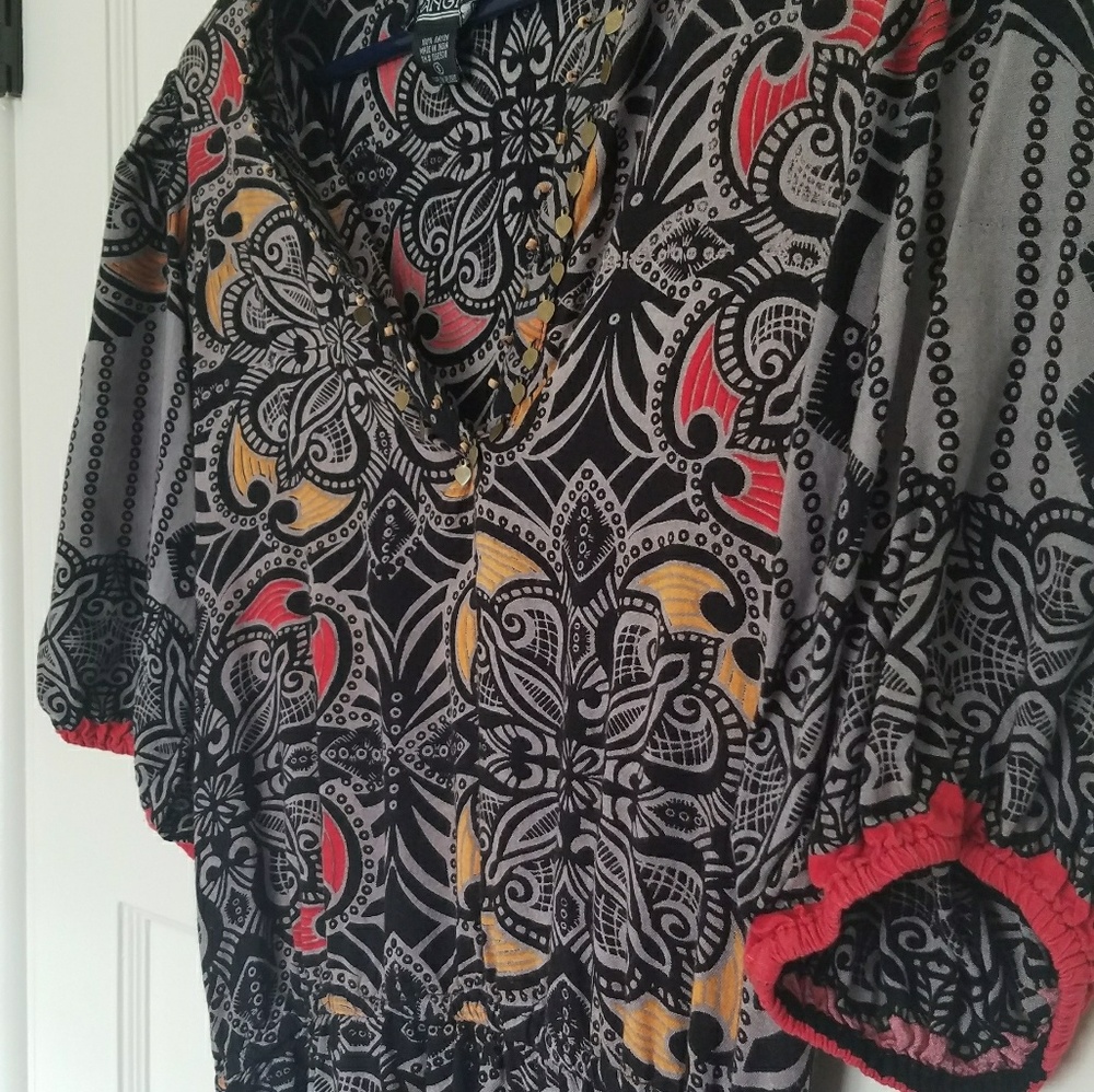 Patterned Angie tunic shirt with metal detail